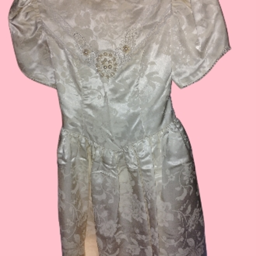 Gunne Sax Cream Satin Beaded Dress Xxs Or Kids 10